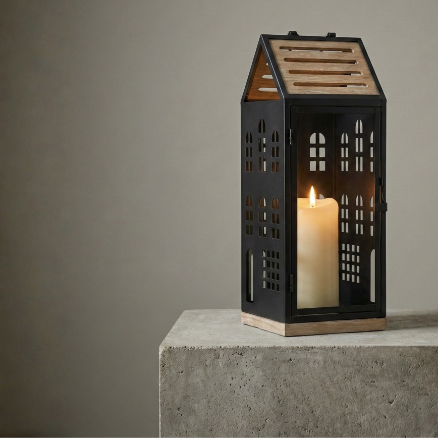 Dekoratiivne latern HOME 47,5 cm must/beež