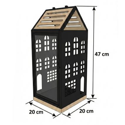 Dekoratiivne latern HOME 47,5 cm must/beež