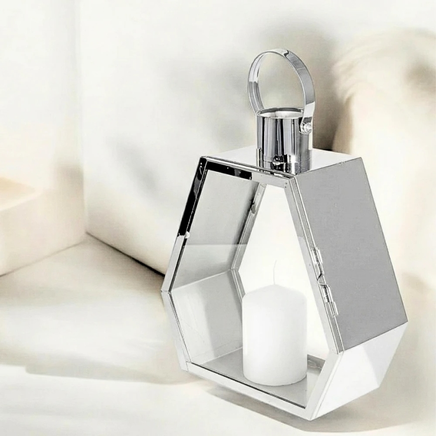 Dekoratiivne latern PALACE 34 cm, läikiv kroom