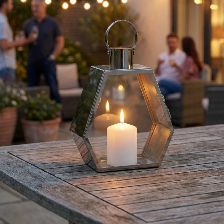 Dekoratiivne latern PALACE 43 cm läikiv kroom