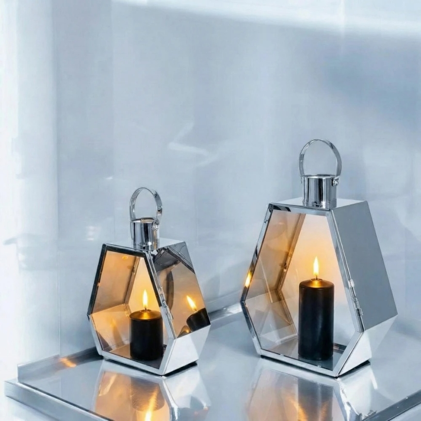 Dekoratiivne latern PALACE 43 cm läikiv kroom