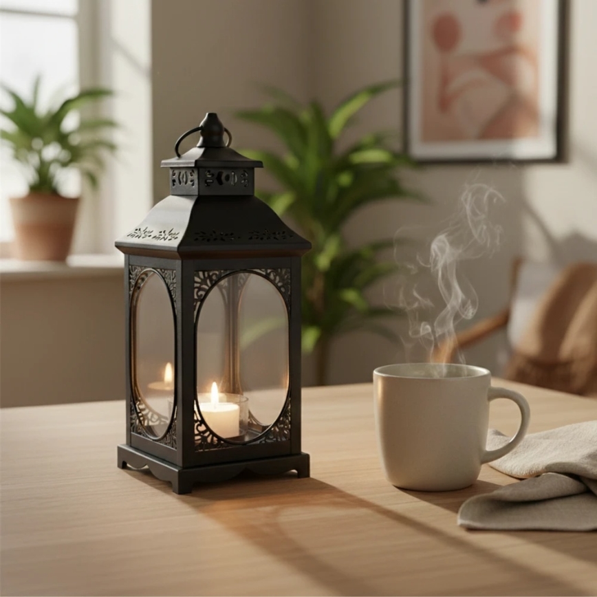 Dekoratiivne latern ROSEHILL, 27,5 cm, must