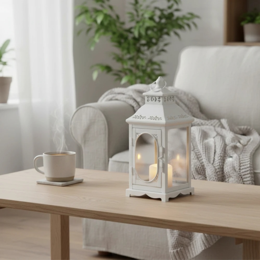 Dekoratiivne latern ROSEHILL, 27,5 cm, valge