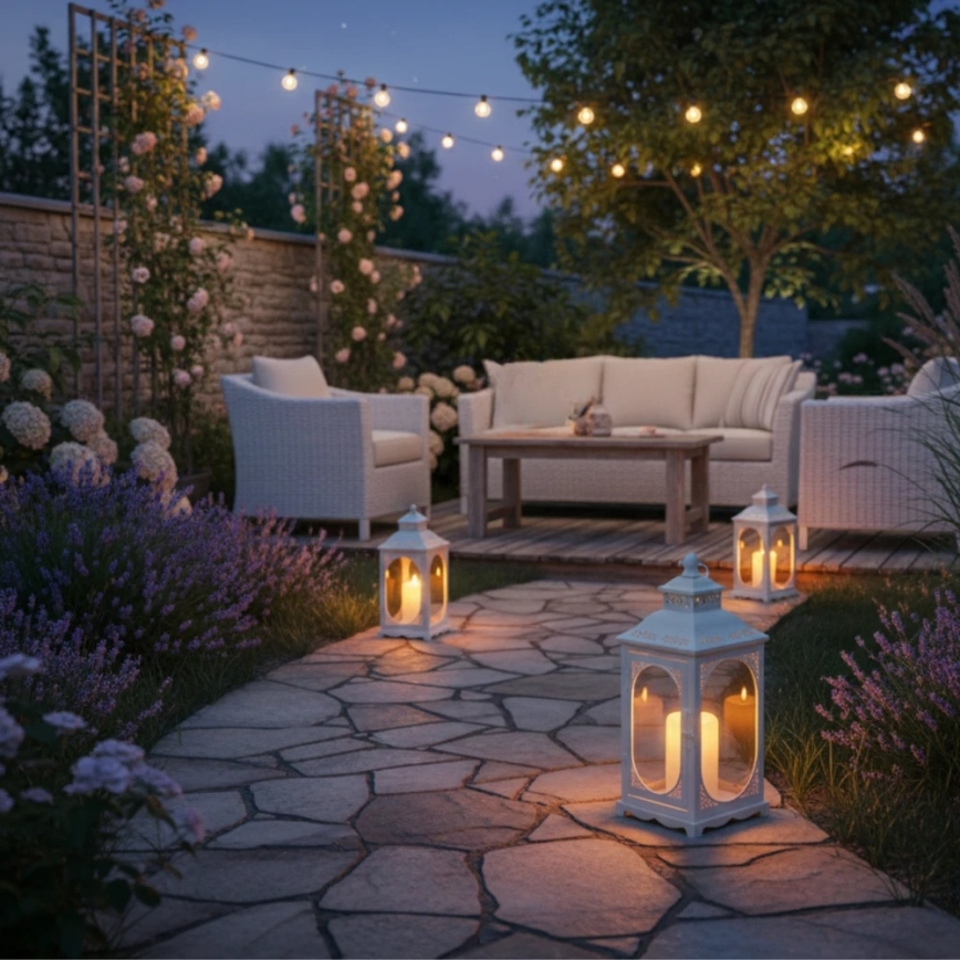 Dekoratiivne latern ROSEHILL, 40 cm, valge