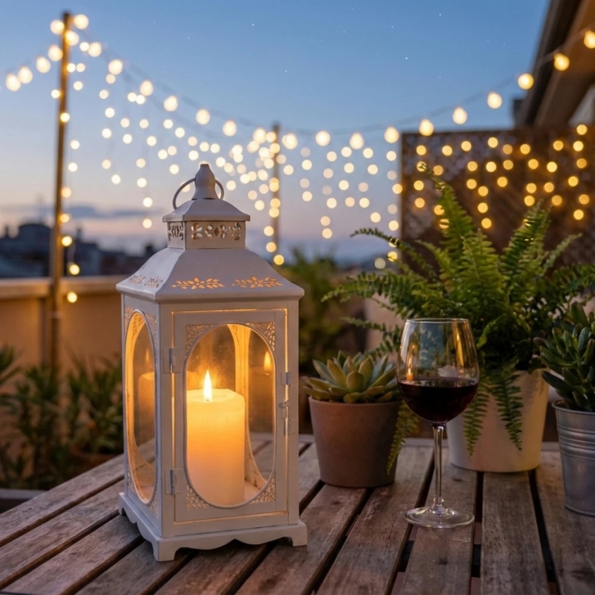 Dekoratiivne latern ROSEHILL 54,5 cm valge