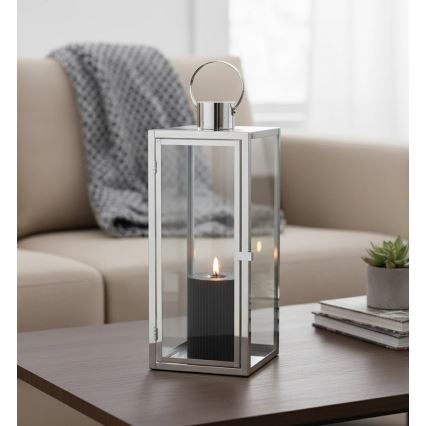 Dekoratiivne latern TOWER 29 cm läikiv kroom