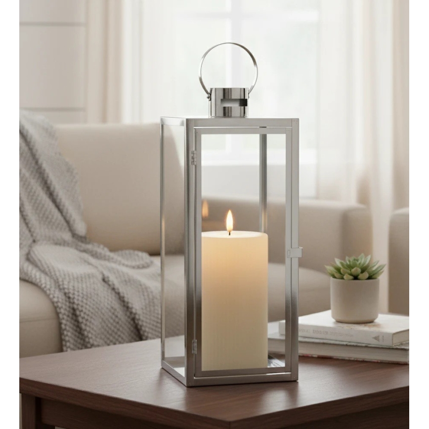 Dekoratiivne latern TOWER 29 cm läikiv kroom