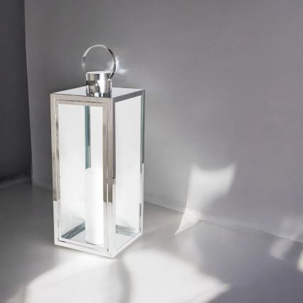 Dekoratiivne latern TOWER 29 cm läikiv kroom
