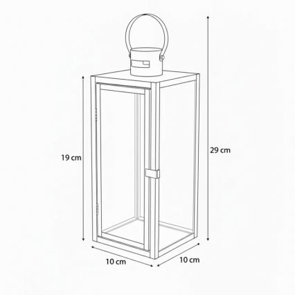 Dekoratiivne latern TOWER 29 cm läikiv kroom