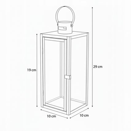Dekoratiivne latern TOWER, 29 cm, must