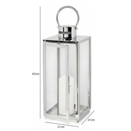 Dekoratiivne latern TOWER 63 cm läikiv kroom