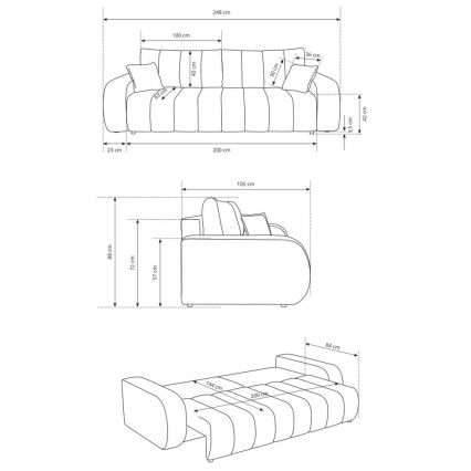 DESIO kolmekohaline lahtikäiv diivanvoodi beež
