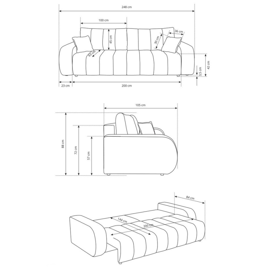 DESIO kolmekohaline lahtikäiv diivanvoodi beež