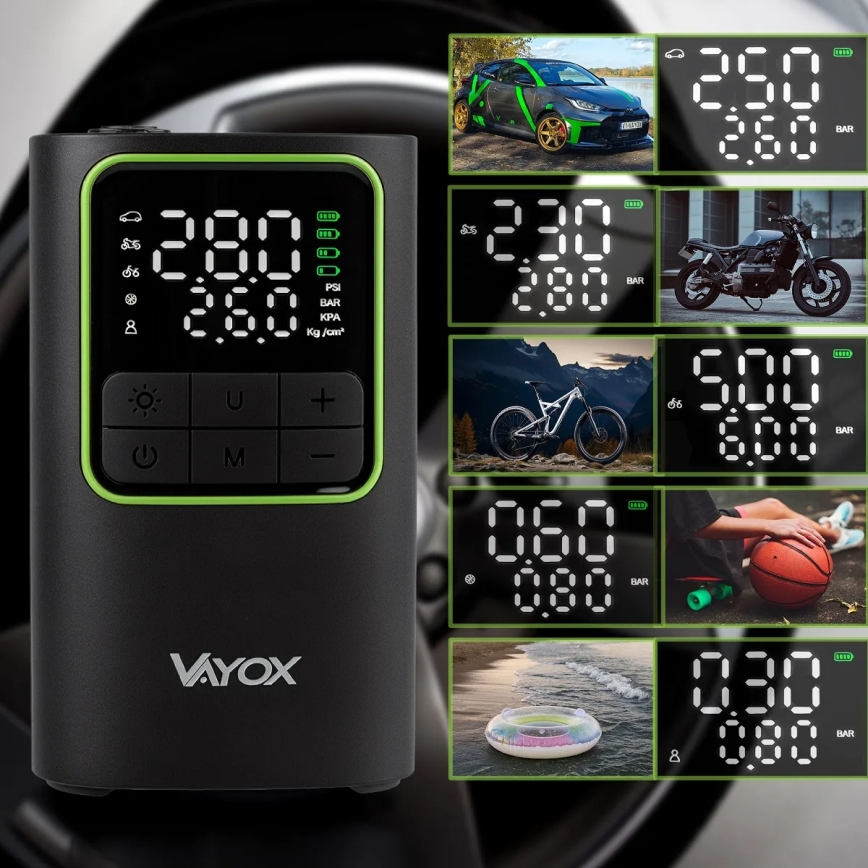 Digitaalne taskukompressor 5 V, 4000 mAh, must