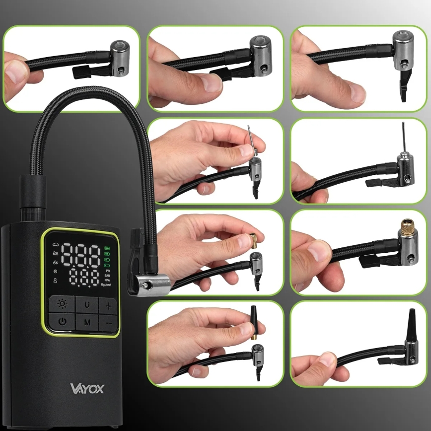 Digitaalne taskukompressor 5 V, 4000 mAh, must