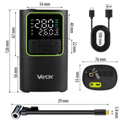 Digitaalne taskukompressor 5 V, 4000 mAh, must