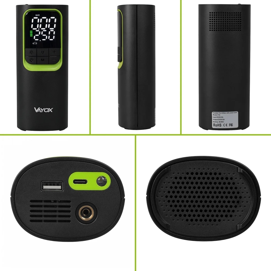 Digitaalne taskuõhupump 5V 8000 mAh must