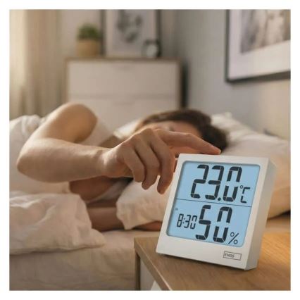 Digitaalne termomeeter ja hügromeeter, 1×AA, valge