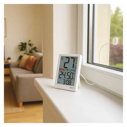 Digitaalne termomeeter koos niiskusmõõturiga 2xAAA valge