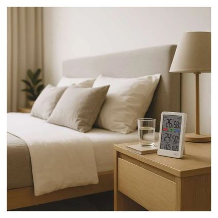 Digitaalne termomeeter koos niiskusmõõturiga 2xAAA valge