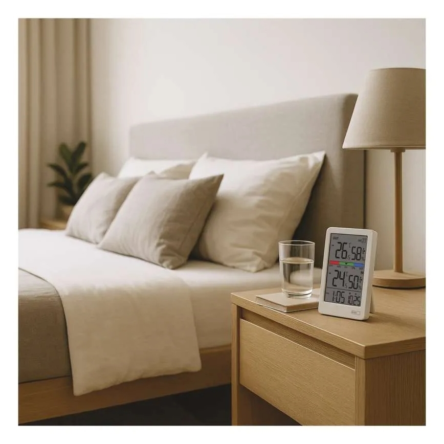 Digitaalne termomeeter koos niiskusmõõturiga 2xAAA valge