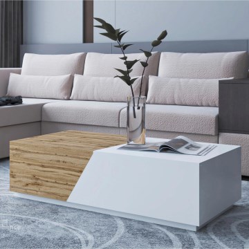 Diivanilaud CEELIAS 42x124 cm valge/Wotan-tamm