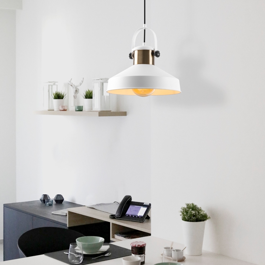 DODO juhtmega ripplamp 1xE27/40W/230V, valge/pronks