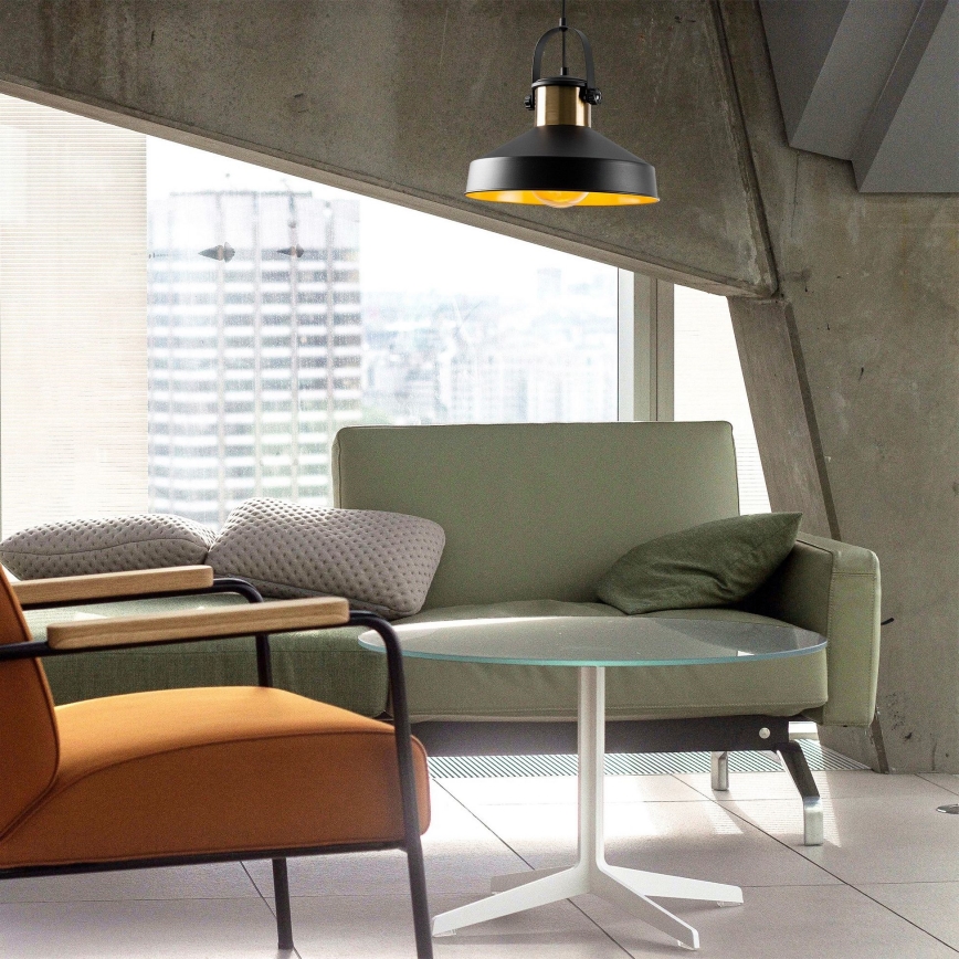 DODO kaabliga rippvalgusti 1xE27/40W/230V must/pronks