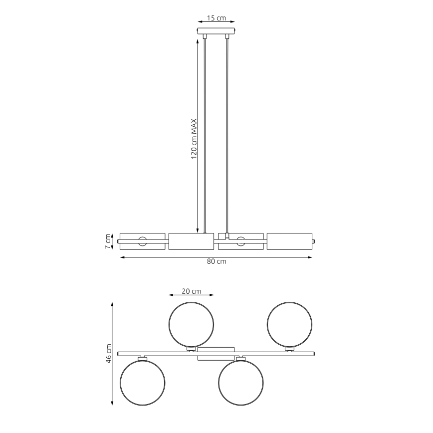 DRUMZ rippvalgusti kaablil 4xE14/10W/230V, must/pruun/hall