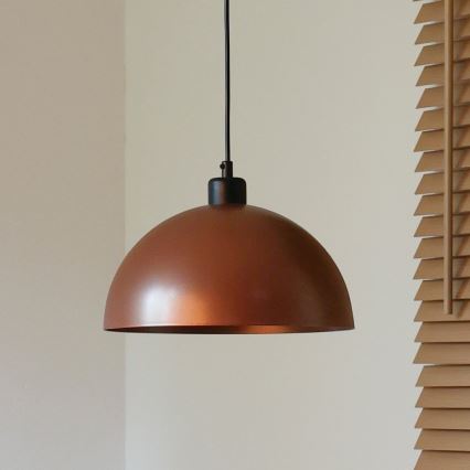 Duolla - IRONLINE rippvalgusti kaabliga 1xE27/15W/230V, läbimõõt 27 cm, vaskne/must