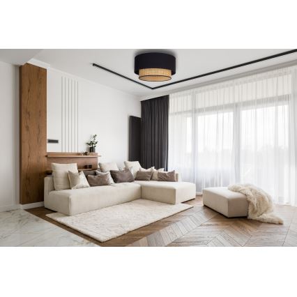 Duolla - Laevalgusti BOHO 1xE27/15W/230V d. 45 cm must/rotang