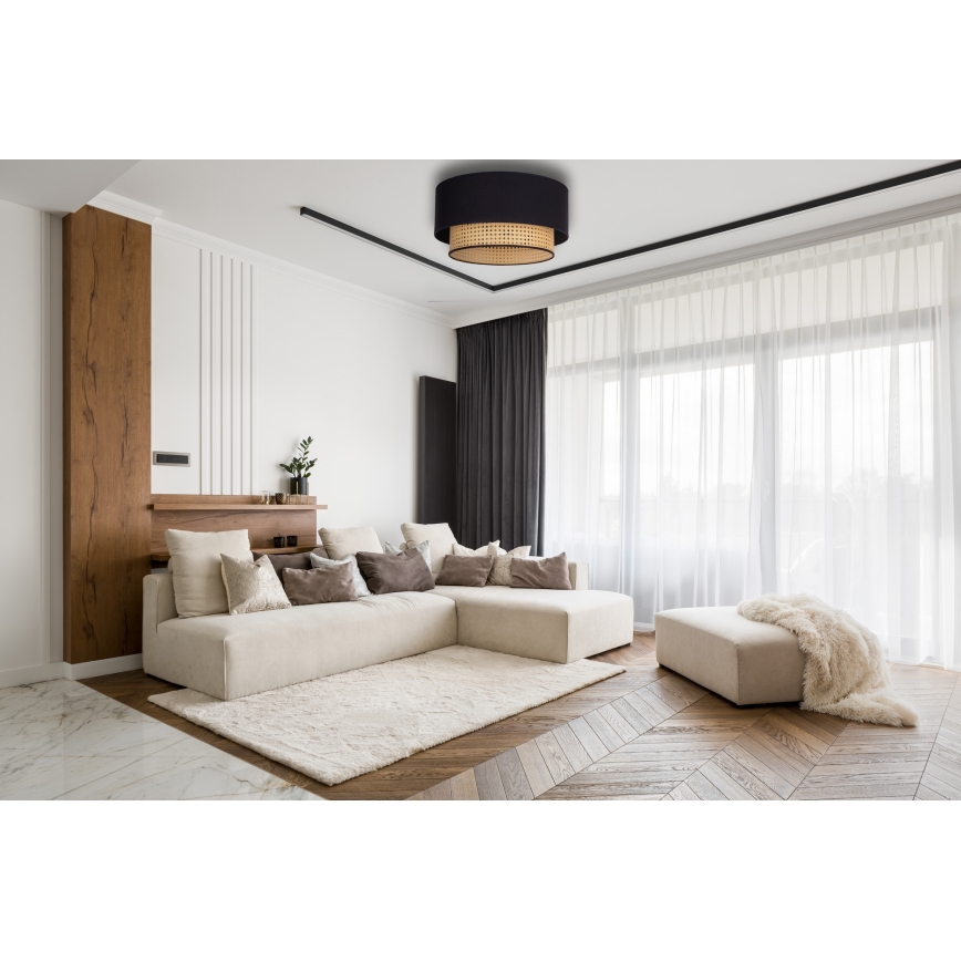 Duolla - Laevalgusti BOHO 1xE27/15W/230V d. 45 cm must/rotang