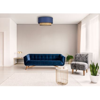 Duolla - Laevalgusti BOHO 1xE27/15W/230V d. 45 cm sinine/rotang