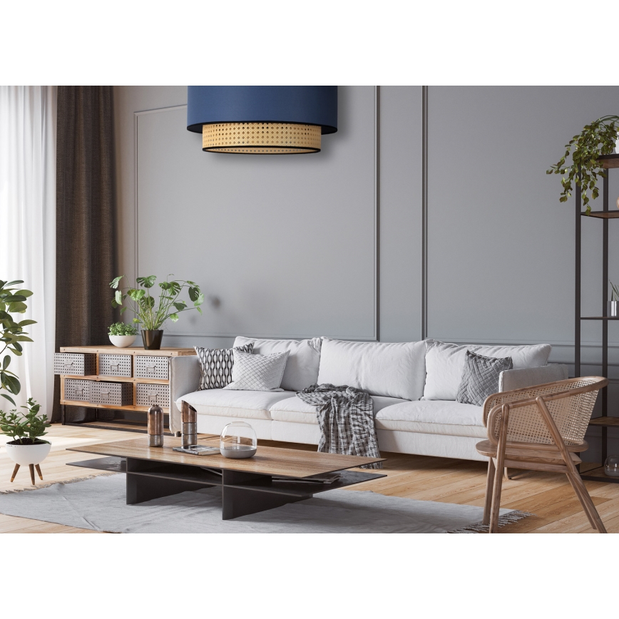 Duolla - Laevalgusti BOHO 1xE27/15W/230V d. 45 cm sinine/rotang