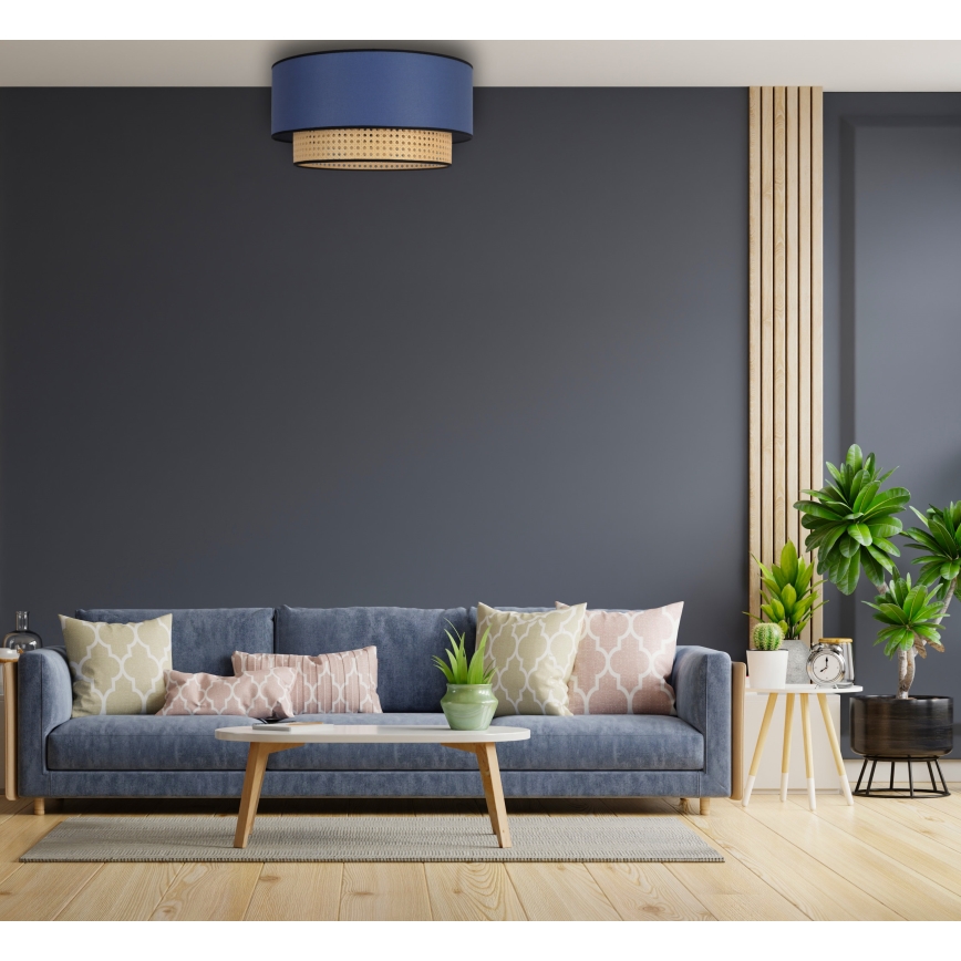 Duolla - Laevalgusti BOHO 1xE27/15W/230V d. 45 cm sinine/rotang