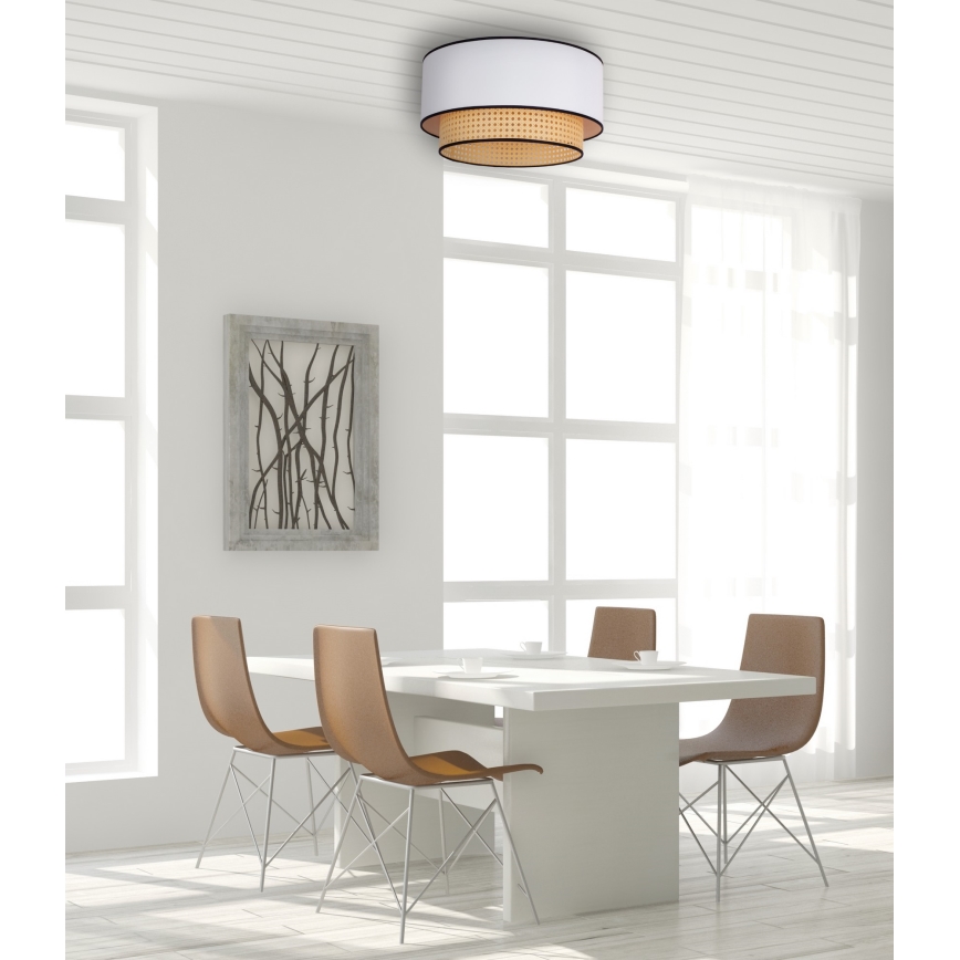 Duolla - Laevalgusti BOHO 1xE27/15W/230V d. 45 cm valge/rotang