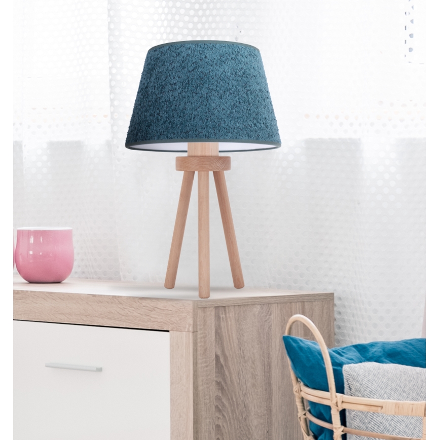 Duolla - Laualamp BOUCLE 1xE27/15W/230V d. 28 cm türkiis/puit