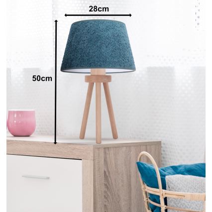 Duolla - Laualamp BOUCLE 1xE27/15W/230V d. 28 cm türkiis/puit