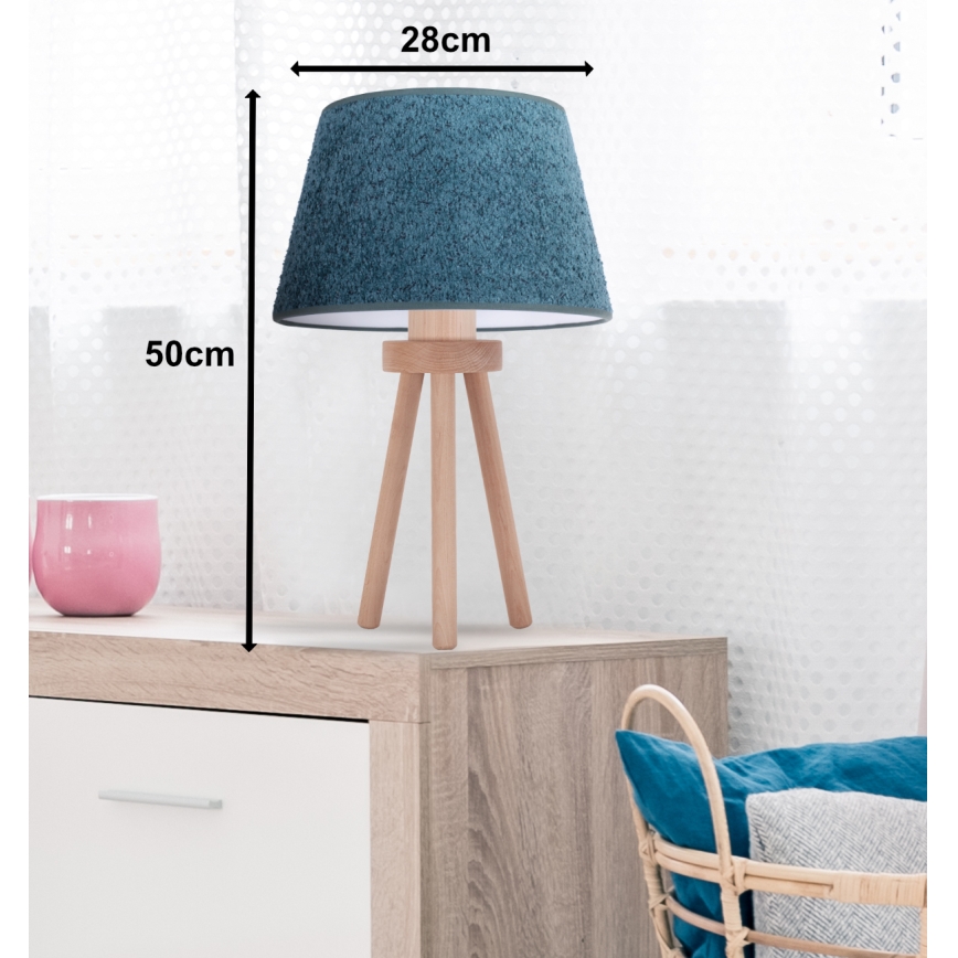 Duolla - Laualamp BOUCLE 1xE27/15W/230V d. 28 cm türkiis/puit