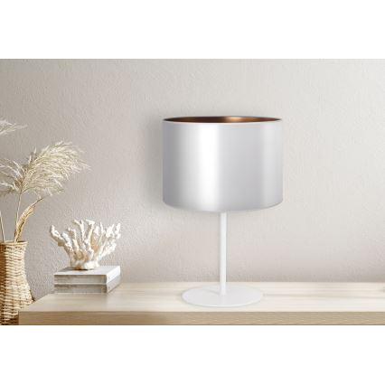Duolla - Laualamp CANNES 1xE14/15W/230V d. 20 cm hõbedane/vask/valge