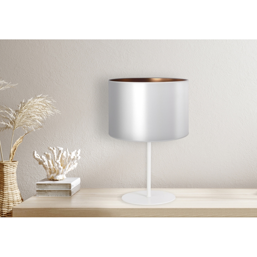 Duolla - Laualamp CANNES 1xE14/15W/230V d. 20 cm hõbedane/vask/valge
