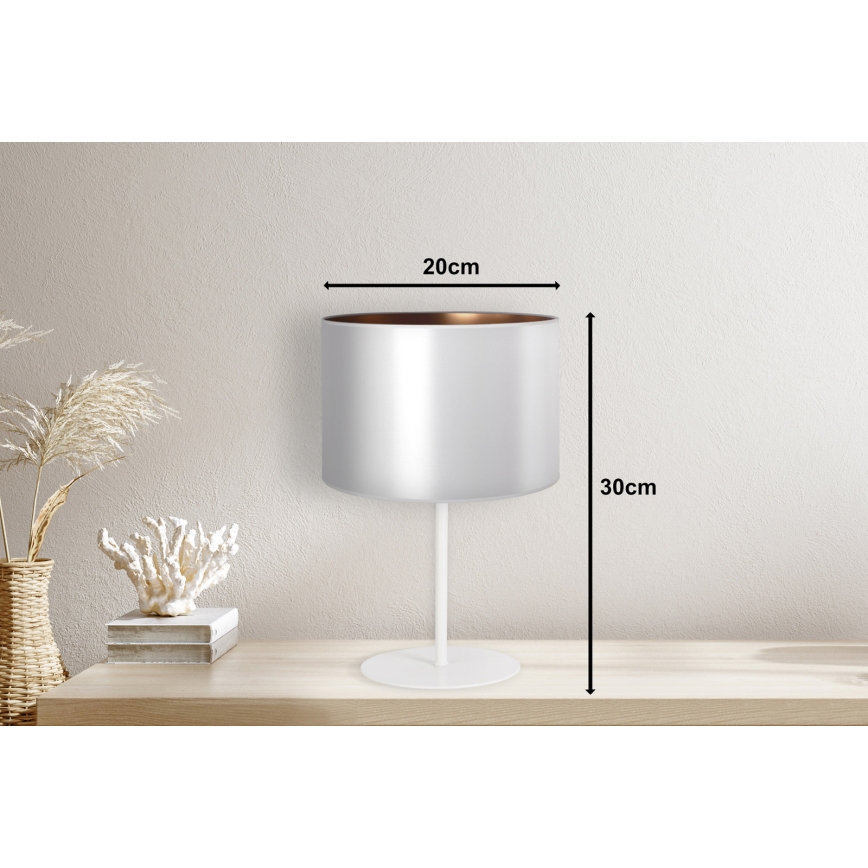 Duolla - Laualamp CANNES 1xE14/15W/230V d. 20 cm hõbedane/vask/valge