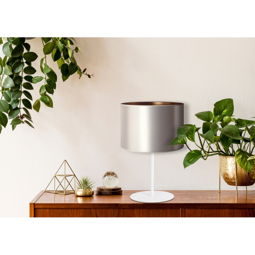 Duolla - Laualamp CANNES 1xE14/15W/230V d. 20 cm hõbedane/vask/valge