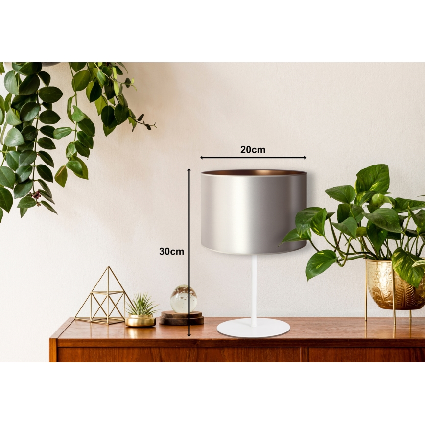 Duolla - Laualamp CANNES 1xE14/15W/230V d. 20 cm hõbedane/vask/valge