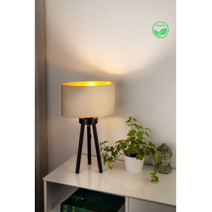Duolla - Laualamp OVAL VEGAN 1xE27/15W/230V d. 30 cm kreemikas