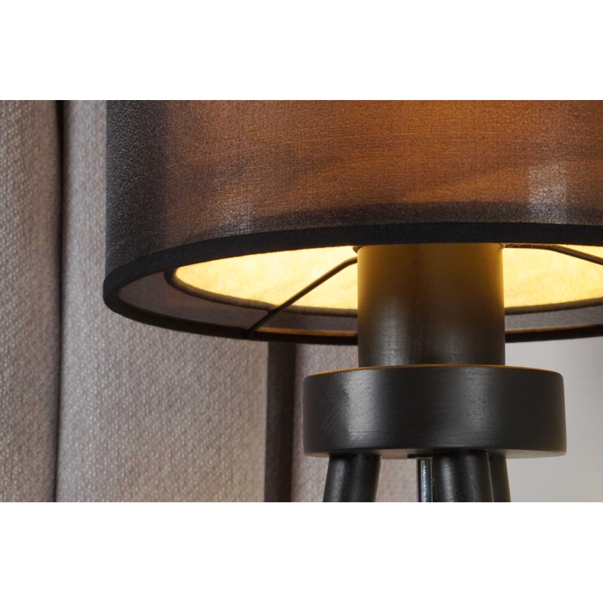 Duolla - Laualamp WOOD BOHO 1xE27/15W/230V d. 25 cm must/beež