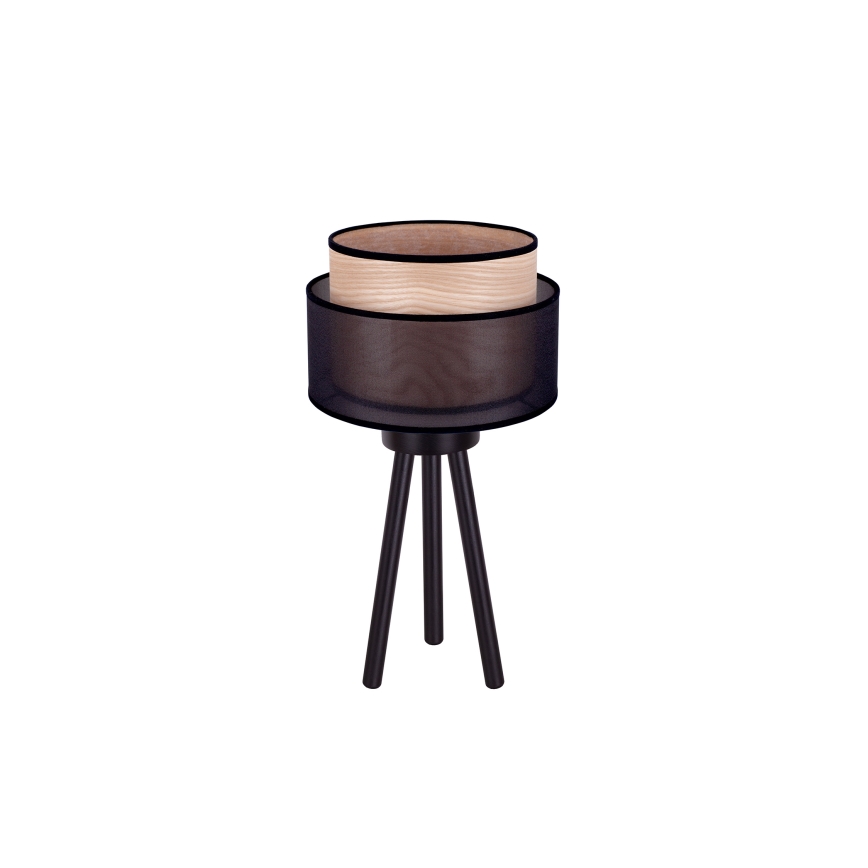Duolla - Laualamp WOOD BOHO 1xE27/15W/230V d. 25 cm must/beež