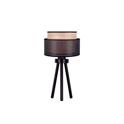 Duolla - Laualamp WOOD BOHO 1xE27/15W/230V d. 25 cm must/beež