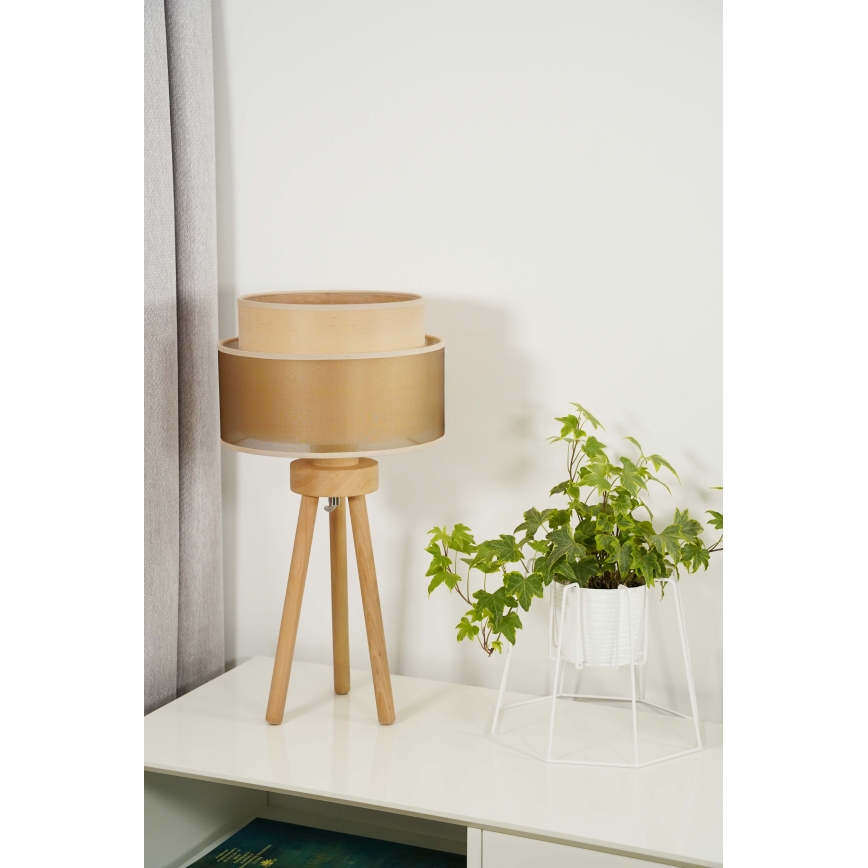 Duolla - Laualamp WOOD BOHO 1xE27/15W/230V d. 25 cm vask/pruun/beež