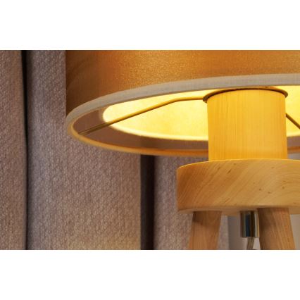 Duolla - Laualamp WOOD BOHO 1xE27/15W/230V d. 25 cm vask/pruun/beež
